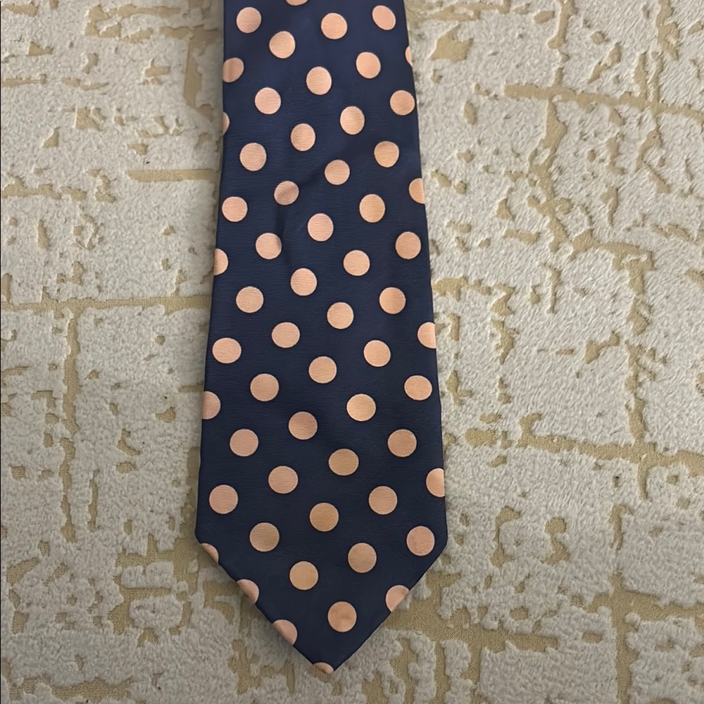 Polka Dot Men's Tie - Navy and Peach